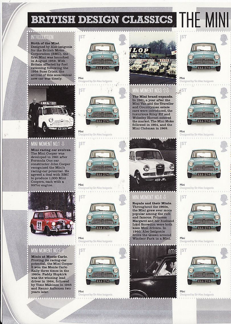 2009 GB - LS56 - "Design Classics: Mini Car" Half Sheet (10) MNH